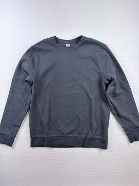 Hurley Men's S/S/P Charcoal Grey Textured Cotton Blend Pullover Crewneck Sweatsh